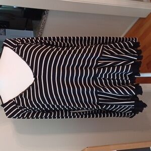 Free People Tangerine Black White Striped Oversized Peplum Top M